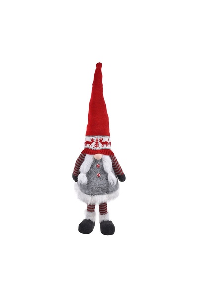 OEM Figurină Decorativa de Crăciun Gnome cu Codite Gri Căciulă Roșie 90 cm – ...