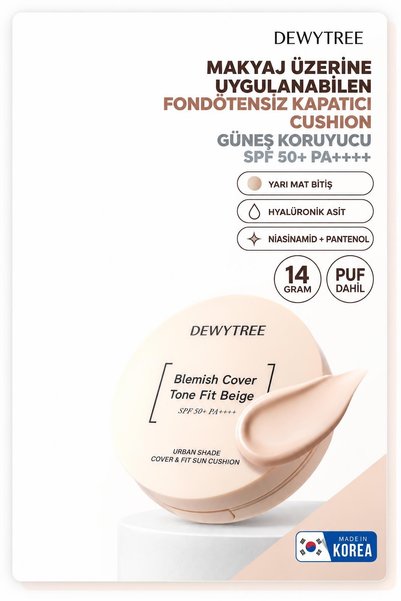 DEWYTREE Renkli Cushion Güneş Kremi SPF 50+, Kapatıcı Fondöten, Ton Eşitleyic...