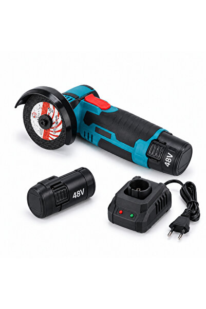 Generic Brand Mini polizor unghiular fără fir, disc 76 mm, cu 2 acumulatori