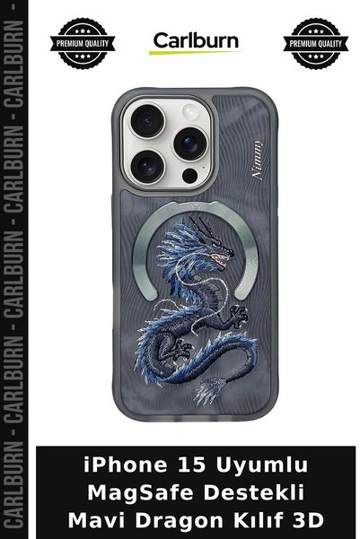 Carlburn حافظة Blue Dragon متوافقة مع iPhone 15 وتدعم MagSafe، غطاء ثلاثي الأ...