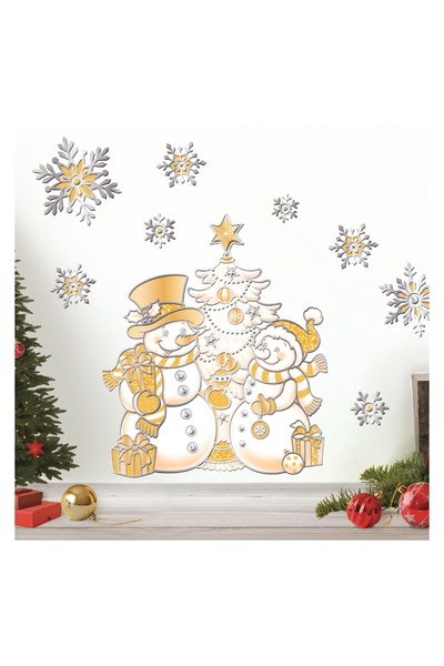 OEM Autocolante Decorative de Crăciun Om de Zăpadă și Fulg Argintii 21x36 cm ...