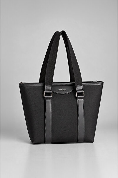 Rimense Women's Black Zippered Lined Hand and Shoulder Bag
