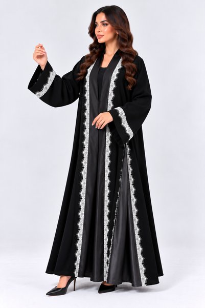 RİVER Lace Abaya with Taffeta and Luxurious Siraimek Fabric