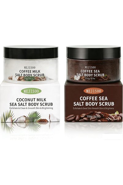 Yelajoy 2-Pack Natural Body Scrub Set (500g Total), Coffee & Coconut Milk Scr...