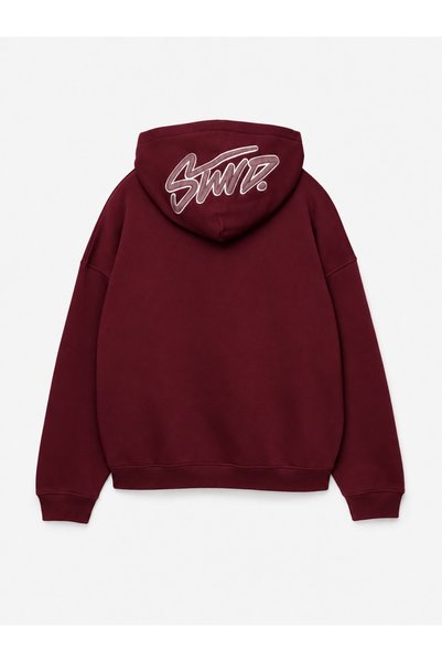 HAI COLLECTİON Unisex Oversize Φούτερ με στάμπα και κουκούλα, καφέ, 100% βαμβάκι