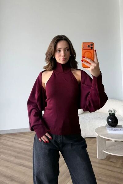 Sorridi Dik Yaka Triko Bolero 2'li Basic Takım