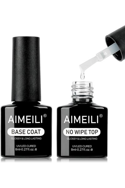 AIMEILI AIMElLl Gel Nail Polish No Wipe Top and Base Coat Set 2 x 8ml,Cruelty...