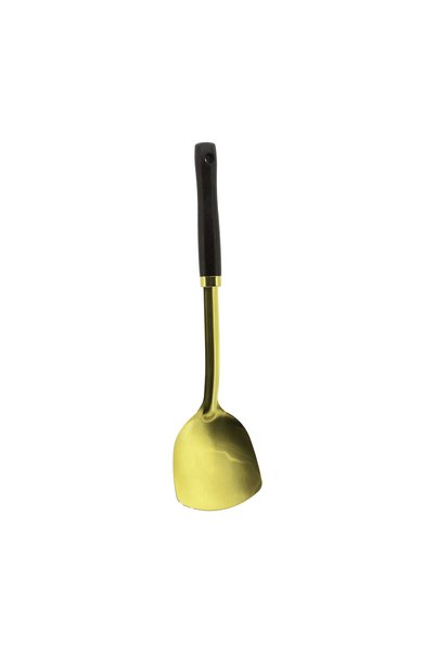 Bezos Metal Serving Spatula with Wooden Handle Gold