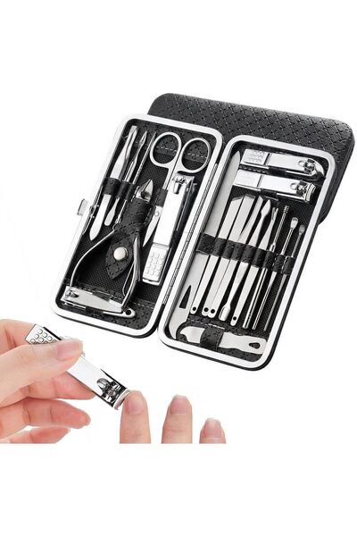 ToolHouse 19 Piece Manicure Set Stainless Steel - Nail Care Kit with Portable...