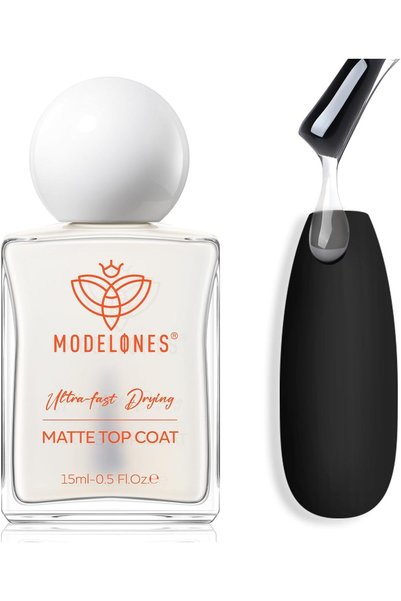 MODELONES طلاء أظافر ماتي، طلاء علوي سريع الجفاف لا يتقشر ويدوم طويلاً، طلاء ...