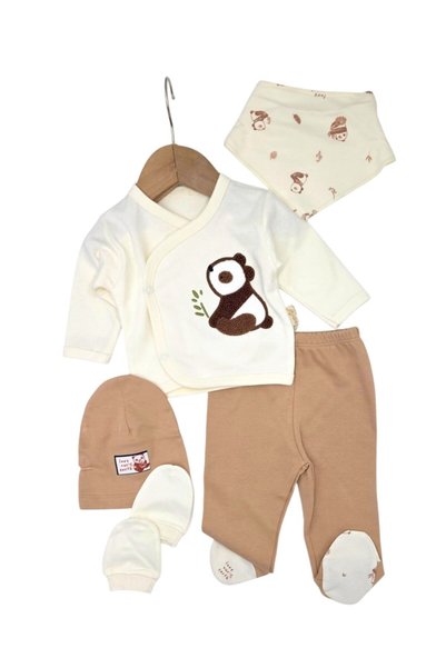Ege Bebek Baby Boy Newborn 0-3 Months Snap Fastener Bodysuit Cream Koala Embr...