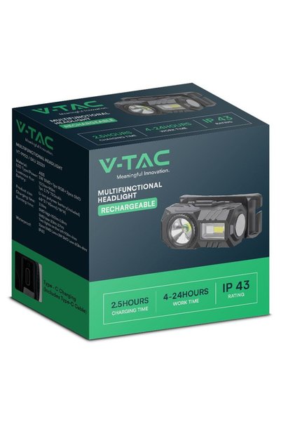 V-TAC Frontala LED 3W + LED RGB IP43 cu incarcare tip C