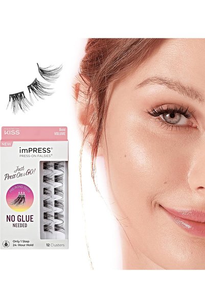A Kissa رموش صناعية imPRESS KISS، مجموعات رموش، رموش طبيعية جريئة، 12 مم - 14...