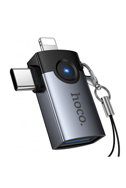 Hoco Adaptor OTG Lightning / USB-C - USB-A UA46D, Gri