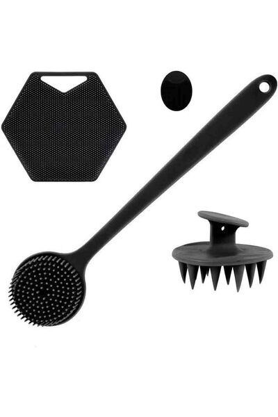 SQLMTAU 4-Piece Bath and Facial Cleansing Silicone Brush Set Including Long-H...