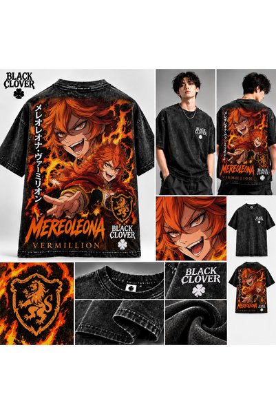 classy moda Black Clover Mereoleona Vermillion: Μαύρο oversized φανελάκι με τ...