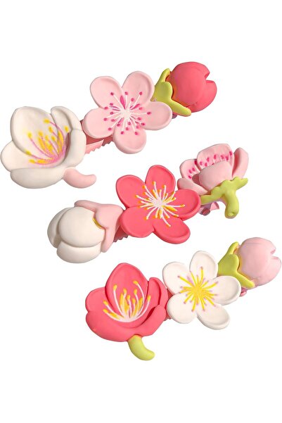 Arabest 3 Pcs Peach Blossom Flower Hair Claw Clips,Cute Sweet Floral Hair Sty...
