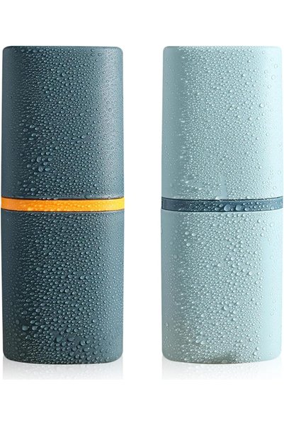 Arabest Kids Travel Toothbrush Case and Toothpaste Holder,Pack of 2,Light Blu...