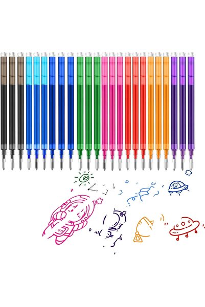 Arabest Yelajoy 24 Pieces Erasable Gel Ink Pen Refills,0.7mm Fine Point,8 Col...