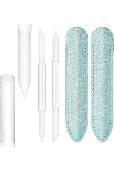 Yelajoy 2Pcs Glass Cuticle Pusher with Leather Case, Dual Ended Cuticle Remov...