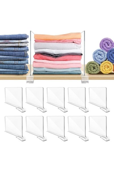 Arabest 8-Pack Transparent Closet Shelf Dividers,Anti-Slip Cabinet Organizers...