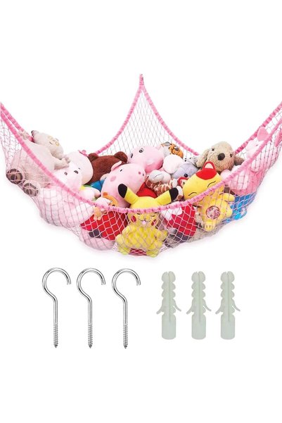 Arabest Stuffed Animal Storage Hammock,Rip-Resistant Mesh Net Organizer for T...