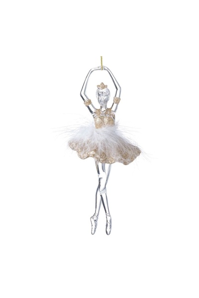 OEM Ornament Brad de Crăciun Balerina Transparenta Glitter Bej Șampanie Pana ...