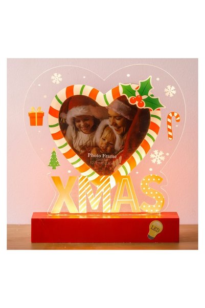 OEM Rama Foto de Crăciun cu LED și Model Inima Candy 20x22 cm – Lumină Festiv...