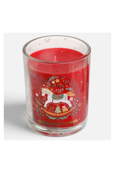 OEM Lumânare Parfumata de Crăciun cu Aroma Cookies Roșie în Pahar cu Calut Ø8...
