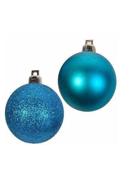 OEM Set de 12 Globuri pentru Brad de Crăciun Turcoaz Mate cu Glitter Ø5 cm