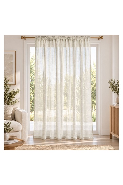 OEM Perdea din Tifon Bej 140x260 cm cu Rejansă – Lasă Lumina Naturală să Pătr...