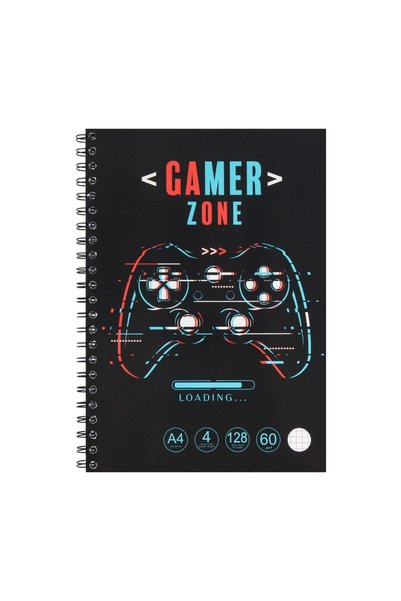 OEM Caiet A4 matematică copertă neagră Gaming cu 4 Subiecte și spirală, 128 file