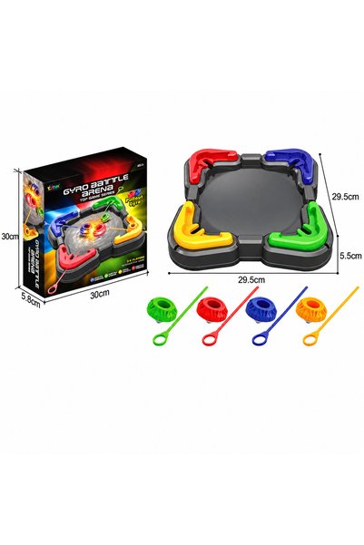 stars pearl Kids Spinning Top Set with Battle Ring, 4 Tops, and 4 Pulling Too...