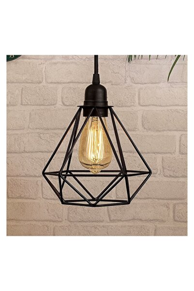 OEM Abajur metalic negru tip colivie pentru lustră sau lampă, 15x15x13 cm