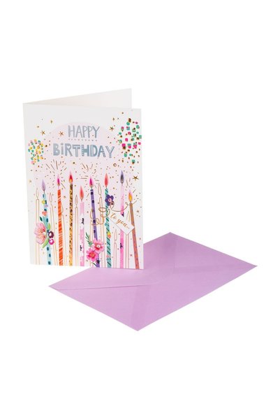 OEM Felicitare Zi de Nastere Lumanari cu Stras Folie Arginte "Happy Birthday"...