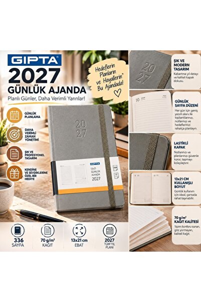 Gıpta 2027 Kožna tkanina Dnevni raspored 139-erk Eco 13x21 Siva
