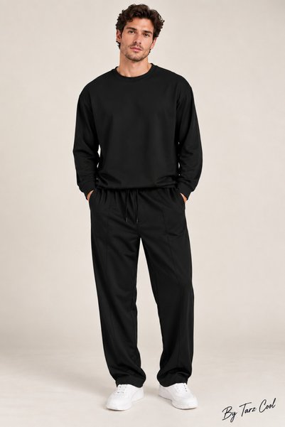 COOL TARZ Erkek Oversize %100 Oyşo Bisiklet Yaka Sweatshirt Bol Paça Alt Üst ...