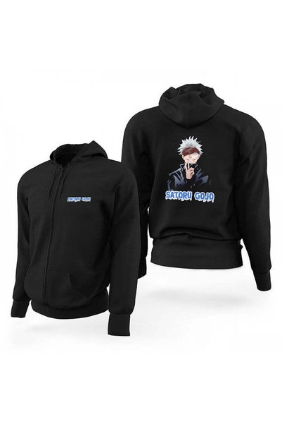 CrowsGate Jajutsu Kaisen Gojo Satoru crna majica sa kapuljačom i rajsferšluso...