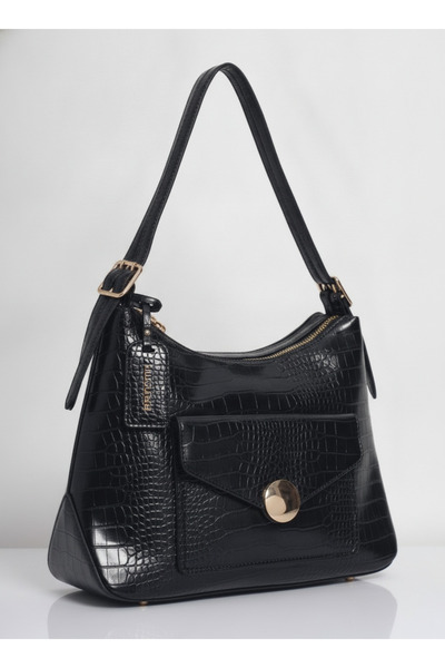 MILANO COLLECTION Women's Shoulder Bag with Croco Texture and Front Pocket 86...