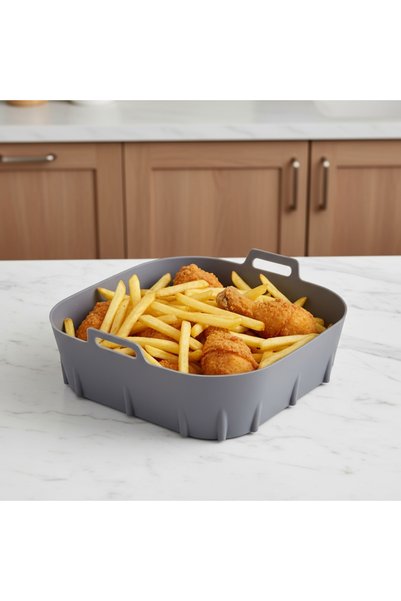 Iso Tăviță Silicon pentru Air Fryer 20x20 cm – Reutilizabilă, Non-Stick, Alternativă la Hârtie de Copt