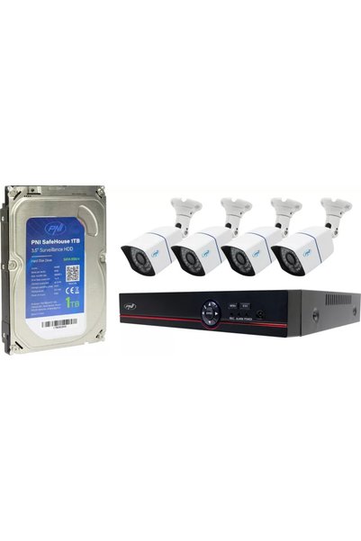 PNI Kit supraveghere video AHD House PTZ1500 cu 4 camere exterior 5MP si Safe...