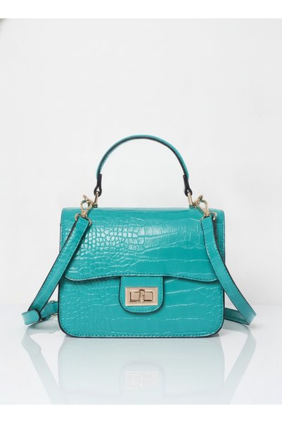 MILANO COLLECTION Geanta Mica Dama cu Maner si Bareta Crossbody, Textura Croc...
