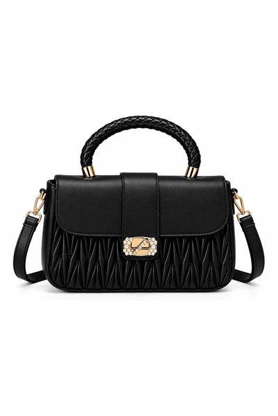 Glamura Lashes Women's Bag and Shoulder Bag M10 Black Quilted with Buckled an...