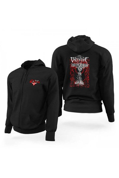 CrowsGate سترة بقلنسوة ذات إصدار محدود بسحاب أسود كلاسيكي من Bullet For My Va...