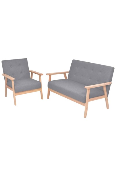 vidaxl Set cu canapea, 2 piese, material textil, gri deschis