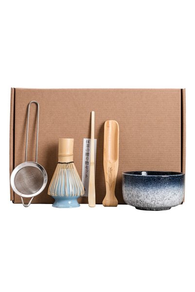 Generic Brand Kiln Blue Matcha Set, Japanese Ceremony Kit, Artisanal Kiln Blu...