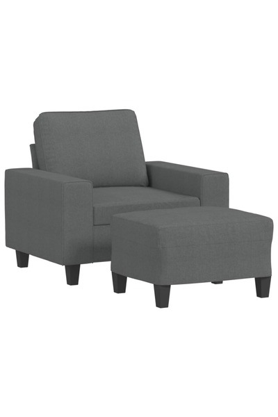 vidaxl Fotoliu canapea cu taburet, gri închis, 60 cm, textil