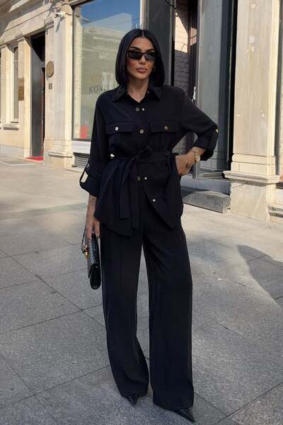 Lijuri Nunzia button and belt detailed comfortable set 10377