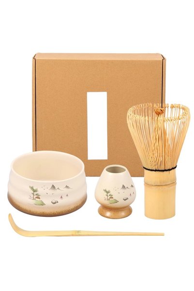 Generic Brand Matcha Utensil Set with Ceramic Bowl, Bamboo Whisk, Holder and ...