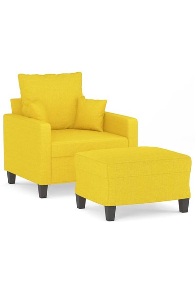 vidaxl Fotoliu canapea cu taburet, galben deschis, 60 cm, textil